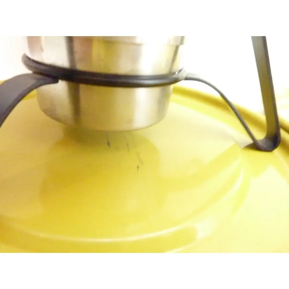 Vintage MCM Japan Yellow Aluminum Fondue Pot Set Wood Handles Plates